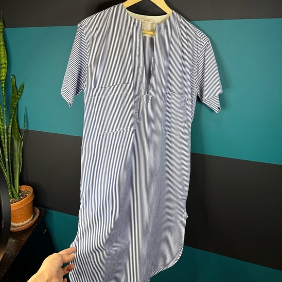 Celine Blue and White Striped Midi Dress - Picture 5 of 16